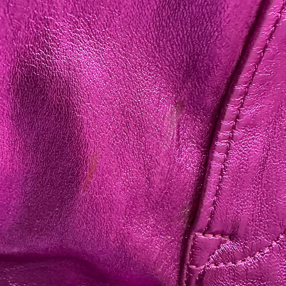 Frame Denim Metallic Pink Magenta Purple Straight Leg Leather Pants 24 XS - Picture 8 of 11